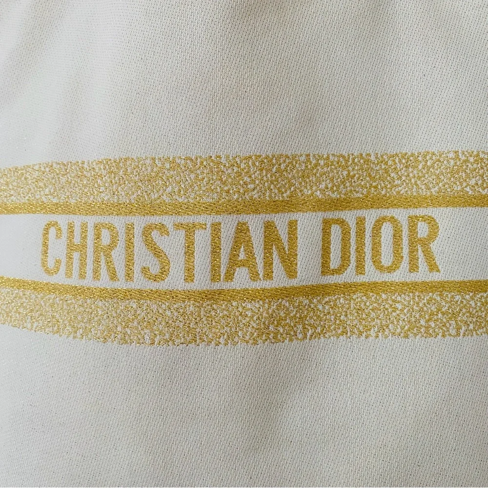 New Christian Dior Made in Italy Gold Metallic Cream Festive Travel Tote Bag - Picture 3 of 14